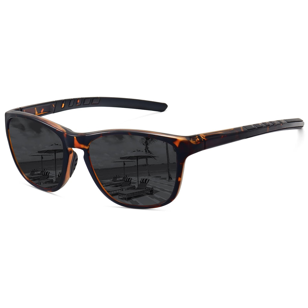 MEETSUN Polarized Sports Sunglasses for Women Men Driving Running Cycling Fishing Sun Glasses UV400 Protection Tortoise Frame-Gray Lens