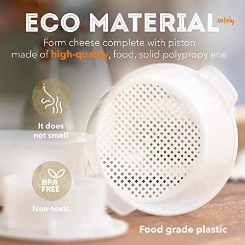 Cheese Making Kit with 2 Molds & Cloth - Homemade Cheesemaking Supplies