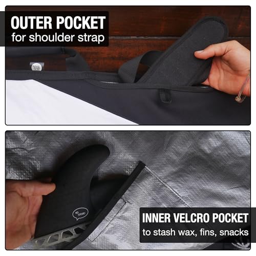6'0" Surfboard Bag with Foam Padding and Waterproof Cover - Zippered Daybag