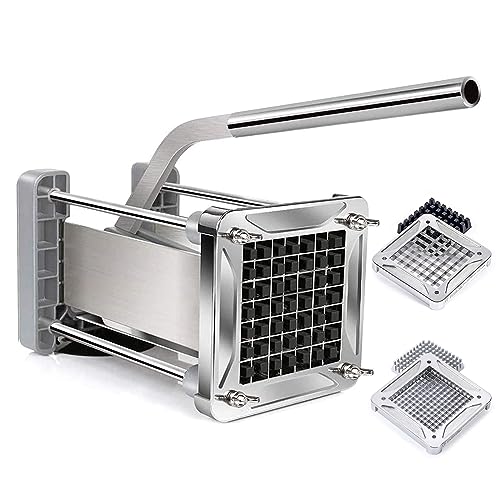 Sopito French Fry Cutter Professional Stainless Steel Potato & Vegetable Slicer 1/2" & 1/4" Blades