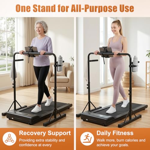 Walking Pad Handle Bar Black with Adjustable Height & Phone Holder