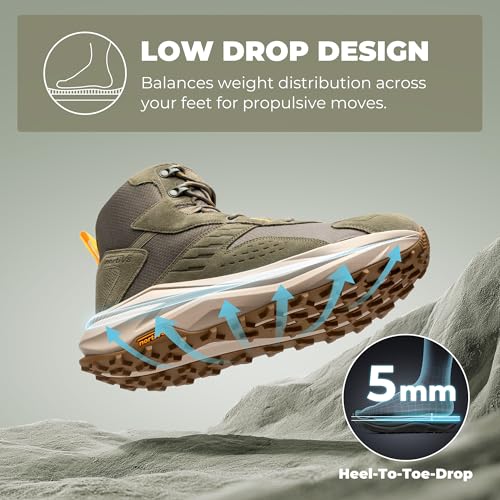 NORTIV 8 Men's Wide Toe Box Hiking Boots - Olive, Size 9