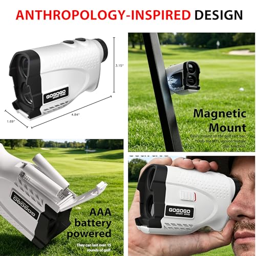 Gogogo Sport Vpro GS24MTL Golf & Hunting Laser Rangefinder 1200 Yards - Slope Switch & Magnetic Mount