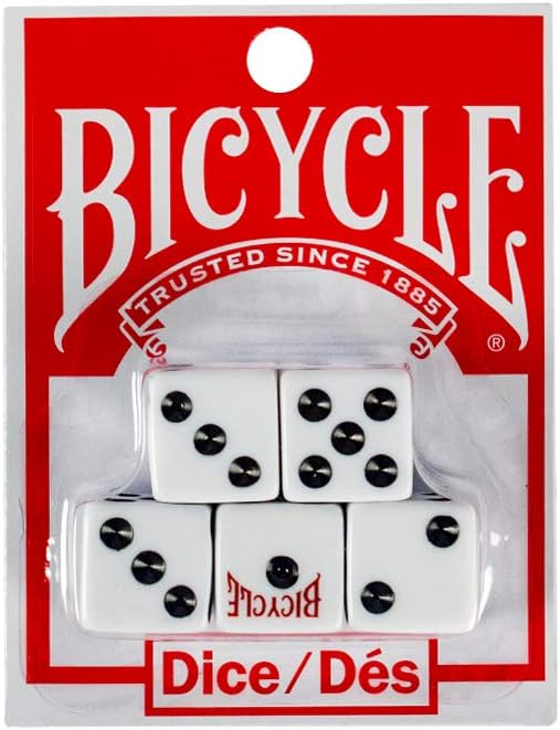 Skiennix Bicycle Dice Set - 5 Count Colorful Dice for Fun Games and Activities
