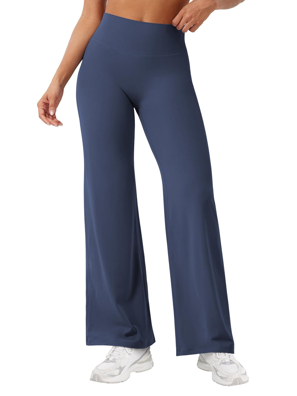 YEOREO Workout Leggings Womens No Front Seam Straight Leggings 29" High Waist Buttery Eddiy Gym Yoga Pants Navy Blue XL