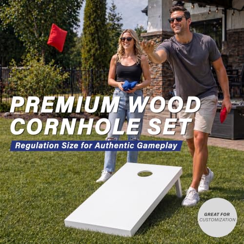 Wooden Cornhole Boards Set 4ft x 2ft Regulation Size with Carrying Case - No Bean Bags