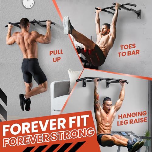 Wall Mounted Pull Up Bar - Adjustable for 16 & 24-Inch Studs, Multiple Grip Positions