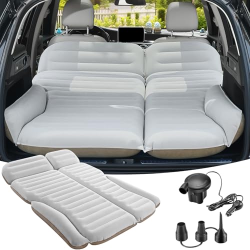 KMZ SUV Air Mattress Double Sided Flocking Camping Bed with Pump - Off-white & Coffee