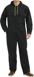 Skiennix Men's Cotton Blend Long Sleeve Coverall - Multi-Pocket Mechanic Work Jumpsuit with Hood