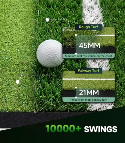 Laxcredu Ultra 6x4ft Golf Hitting Mat with Ball Tray - 21mm+45mm Turf Practice Mat