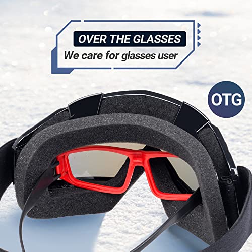 Braylin Adult Ski Goggles 2-Pack with Multicolor Lenses - Black & Orange Frames