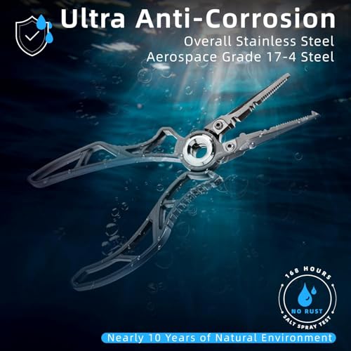 7-Inch Fishing Pliers with Titanium Coating Saltwater-Resistant Line Cutter & Hook Remover