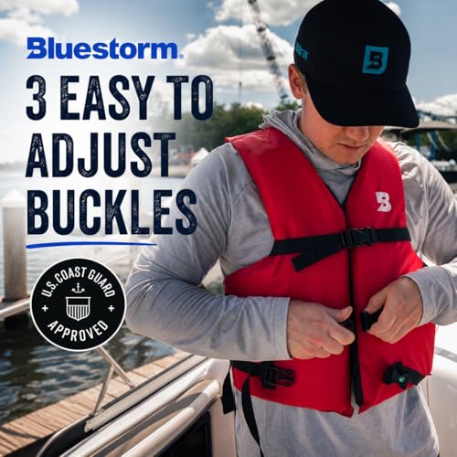 Adult Universal Life Jacket - Red & Cobalt Blue 4 Pack, USCG Approved Type 3