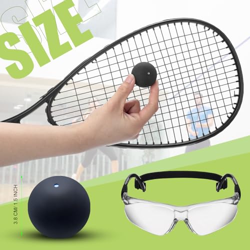 Seenelling 2 Pack Beginner Squash Rackets Set Black & White with Safety Goggles & Balls