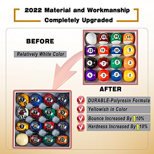 Marble Black Billiard Balls Set - Regulation Size 16 Pool Table Accessories