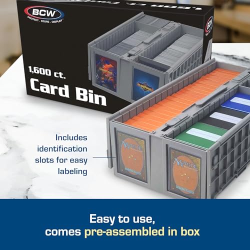 BCW 2 Pack Collectible Card Storage Bins Holds 1600 Cards Each Stackable Gray
