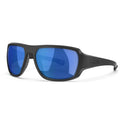 Konlley Polarized Wrap Around Sport Sunglasses for Men and Women Small Face, Wraparound Safety Sunglasses UV Protection for Shooting, Fishing, Running (Matte Black Frame/Blue Mirrored Lens)