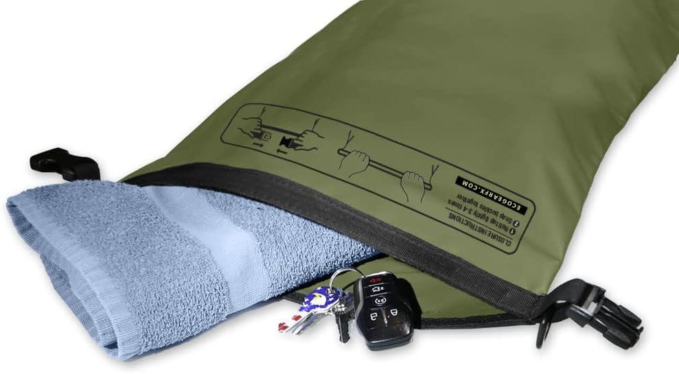 Voyager Waterproof Dry Bag - Heavy Duty Roll Top Sack with IPX8 Phone Case | 20L, Green for Kayaking & Camping