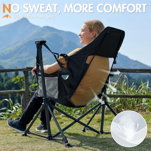 Outdoor Hammock Camping Chair Heavy Duty 400lbs with Mesh Seat & Adjustable Recline - Black Variation 1