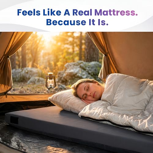 Hazli Queen Memory Foam Camping Mattress Pad 80x60in Dark Gray Portable Bed Roll