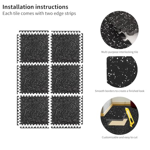Interlocking Gym Floor Tiles 24 Sq Ft Rubber & EVA Foam Workout Mat - Home & Garage Protection
