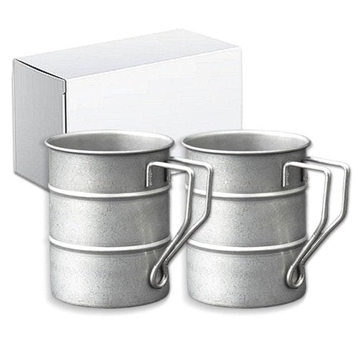 TANZOIJI Vintage Coffee Mugs Stainless Steel Mug with Handle Camping Coffee Mugs Outdoor Hiking Cup Lightweight Camping Gear for Men Backpacking Mug, Set of 2-Silver (16.9oz/500ml)