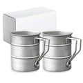TANZOIJI Vintage Coffee Mugs Stainless Steel Mug with Handle Camping Coffee Mugs Outdoor Hiking Cup Lightweight Camping Gear for Men Backpacking Mug, Set of 2-Silver (16.9oz/500ml)