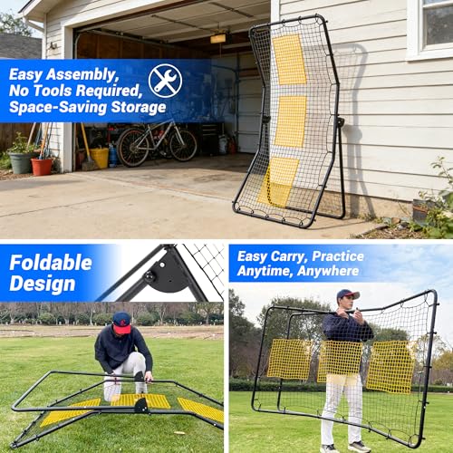 6 x 4 ft Heavy Duty Baseball & Softball Rebounder Net Fielding Trainer