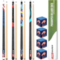 Multicolor 58-Inch Canadian Maple Pool Cue Set of 4 with Low-Deflection Shafts & Chalks - Prosniper Billiard Cues for Home & Bar
