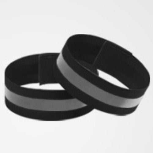 Boxonly 4PCS Reflective Wrist Strap 4x1.5cm Running Safety Gear Reflective Wristbands High Visibility Bike Ankle Bands Reflector Armband Self-Adhesive Reflective Bands for Walking,Night Sports Black