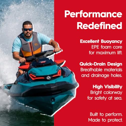 Quiksilver Men's Life Jacket - Orange Small-Medium USCG & Transport Canada Approved