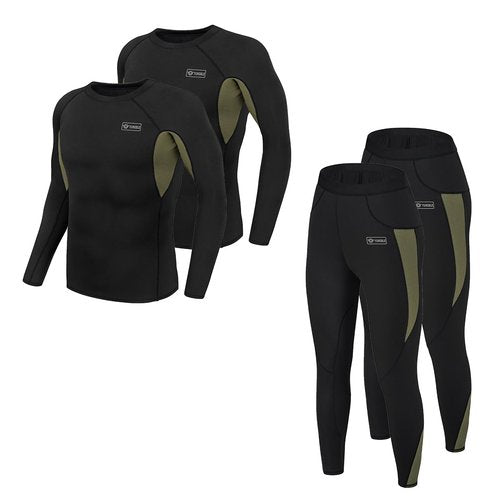 Yunoble 2 Pack Thermal Underwear for Men Long Johns Fleece Lined Hunting Gear Bottom Top Set Base Layer Cold Weather-L