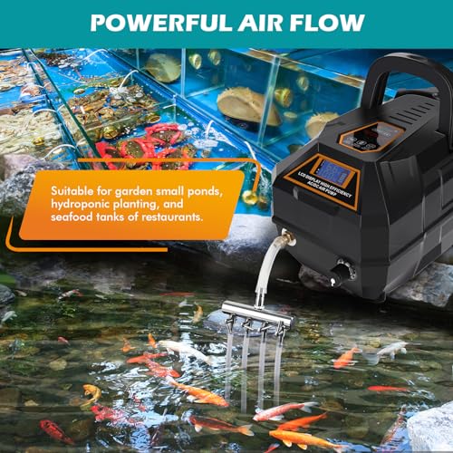 Hygger Rechargeable Aquarium Pond Air Pump 238GPH Quiet Adjustable Flow with Hose & Check Valve