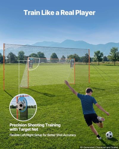 16 x 7FT Soccer Goal with Rebounder & Backstop - Youth Practice Set