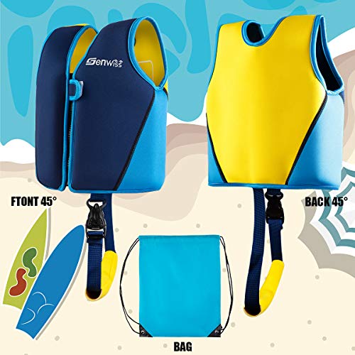 Baby Swim Vest for Toddlers 18 Months-2 Years Blue Neoprene Float Vest with Front Zipper