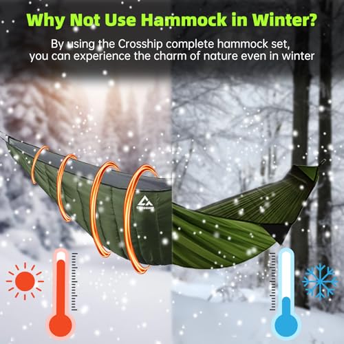 Camping Hammock with Mosquito Net, Underquilt & Rain Fly Tarp - Green