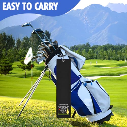 Embroidered Golf Towel with Carabiner Clip - Soft Microfiber, Absorbent, Quick-Dry, Perfect for Golfers