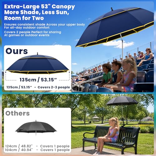 QTREE Ink Blue 2-Pack 53-inch Double Canopy Beach Chair Umbrella with Clamp