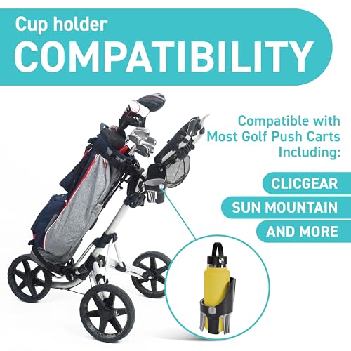 Golf Push Cart Cup Holder - Universal Large Bottle & Cup Accessory