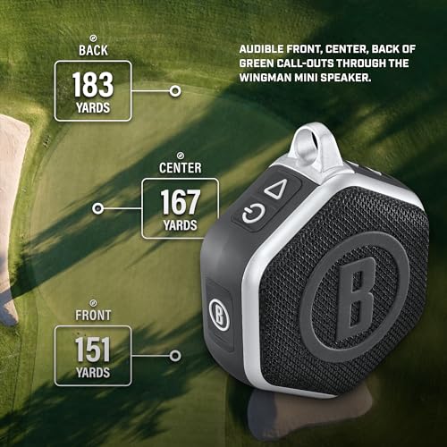 Bushnell Golf Wingman Mini GPS Speaker Black/Silver | Waterproof Bluetooth Distance