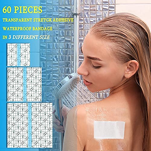 Nuanchu 60 Pcs Tattoo Aftercare Bandage Transparent Film Dressing Second Skin Tattoo Cover Transparent Bandages Waterproof Patch Stretch for Tattoos Swimming