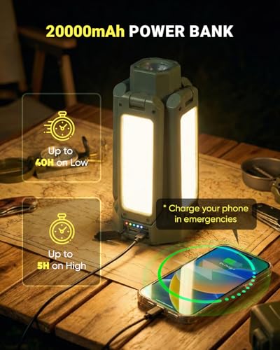 SakerNeo 20000mAh Rechargeable Camping Light with Stand - Green