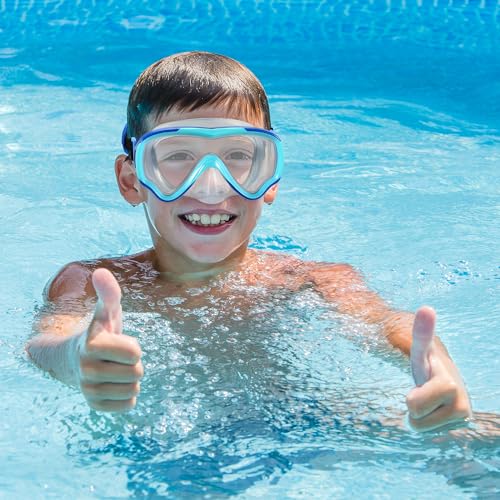 Kids Swim Goggles 2 Pack - No Tangle Strap, Diving Mask for Youth 6-14 - Blue