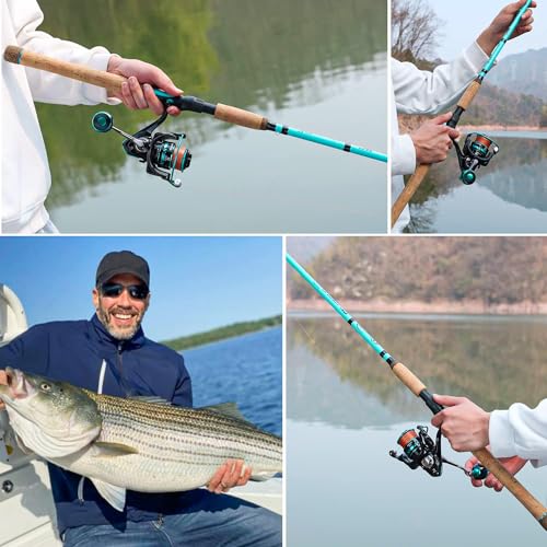 Sougayilang 7’ Inshore Spinning Fishing Rod & Reel Combo - Blue