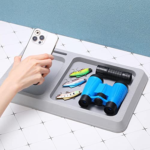 Gray EVA Foam Boat Dash Pad with 2 Compartments - Marine Phone Holder & Organizer