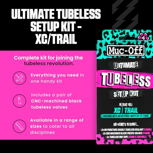 Muc-Off Ultimate Tubeless Setup Kit - XC/Trail Bike with 25mm Tape & 44mm Valve