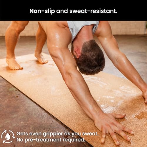Body By Yoga Extra Thick Cork Yoga Mat 80x26in Non Slip Eco-Friendly with Alignment Lines - Classic
