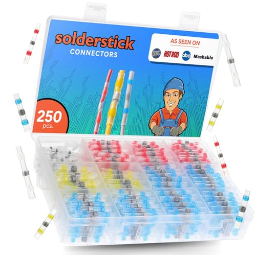 Solderstick Waterproof Heat Shrink Wire Connectors Kit 250 Pieces, 4 Sizes