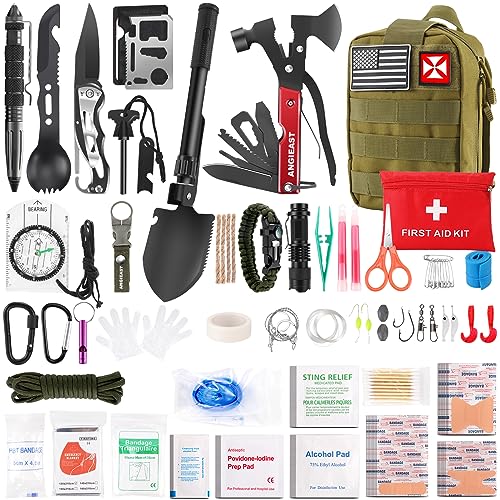 Green 256-in-1 Survival First Aid Kit with Molle Pouch for Camping Hiking Outdoor