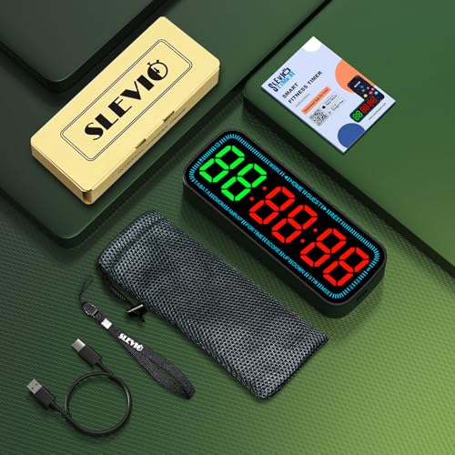 Black Bluetooth Gym Timer Clock with App Control & Large LED Display